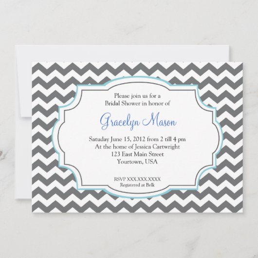 Invitation bleue de douche de Chevron (Devant)