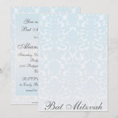 Invitation bleue de fantaisie de bat mitzvah de (Devant / Derrière)