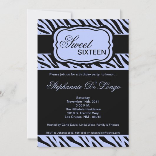 invitation bleue de fête d'anniversaire (Devant)