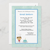 invitation bleue de fête d'anniversaire de chef de (Devant / Derrière)