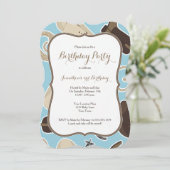 Invitation bleue de fête d'anniversaire de thème (Debout devant)