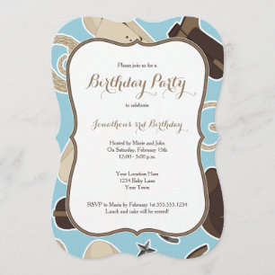 Invitation bleue de fête d'anniversaire de thème