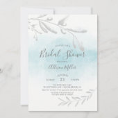 Invitation bleue de Fête de la mariée d'aquarelle (Devant)