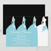 Invitation bleue de Fête de la mariée de (Devant / Derrière)