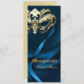 Invitation bleue de Fête de la mariée de mascarade (Devant / Derrière)