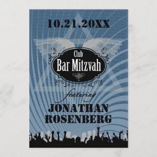 Invitation bleue de la Marine Club Bar Mitzvah