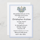 Invitation bleue de la première communion (Devant / Derrière)