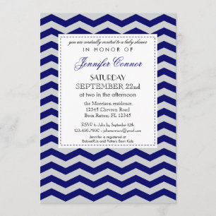 Invitation bleue de l'Elegant Chevron Baby shower