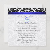 Invitation bleue de mariage damassé d'arc de (Dos)