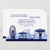Invitation (bleue) de parc d'attractions (Devant / Derrière)