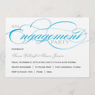 Invitation bleue de partie de fiançailles de