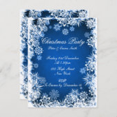 Invitation bleue de partie de flocons de neige (Devant / Derrière)