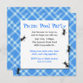 Invitation bleue de partie de plaid de fourmis de (Devant / Derrière)