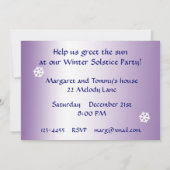 Invitation bleue de partie de solstice d'hiver (Dos)