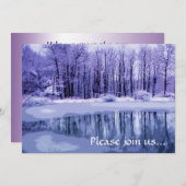 Invitation bleue de partie de solstice d'hiver (Devant / Derrière)