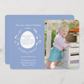 Invitation bleue de photo d'anniversaire de Pâques (Devant / Derrière)