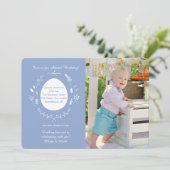 Invitation bleue de photo d'anniversaire de Pâques (Debout devant)