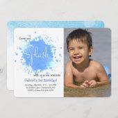 Invitation bleue de photo d'éclaboussure (Devant / Derrière)