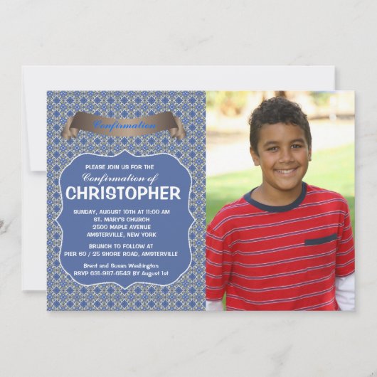 Invitation bleue de photo d'horizon (Devant)