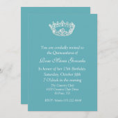 Invitation bleue de Quinceañera de couronne d'Aqua (Devant / Derrière)