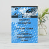 invitation bleue de Quinceanera de Tourne-disque (Debout devant)