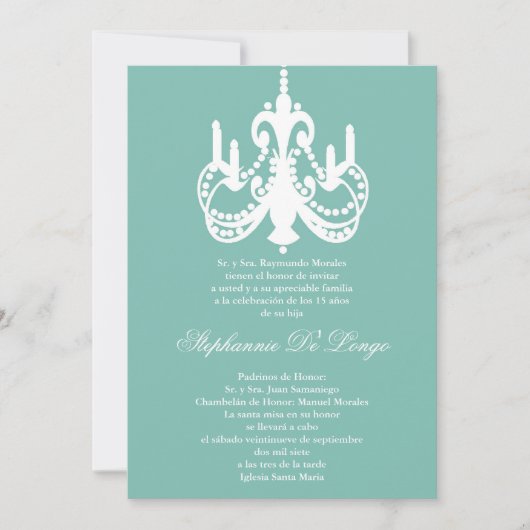 invitation bleue de Quinceanera du lustre 5x7 (Devant)