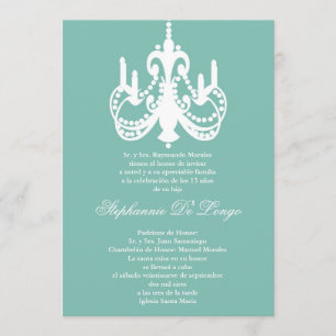 invitation bleue de Quinceanera du lustre 5x7