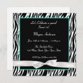 Invitation bleue de zèbre et blanche turquoise (Devant / Derrière)