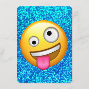 Invitation bleue d'emoji de parties scintillantes