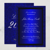 Invitation bleue d'obtention du diplôme (Devant / Derrière)