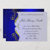 Invitation bleue d'obtention du diplôme de damassé (Devant / Derrière)