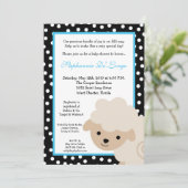 invitation bleue douce de baby shower de moutons (Debout devant)