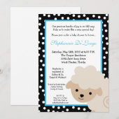invitation bleue douce de baby shower de moutons (Devant / Derrière)