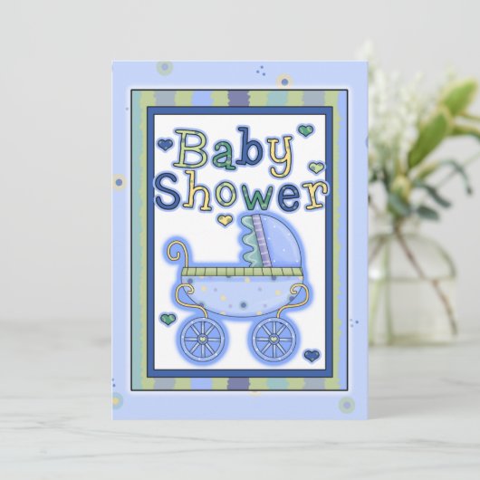 Invitation bleue douce de douche de bébé de (Debout devant)