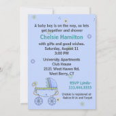 Invitation bleue douce de douche de bébé de (Dos)