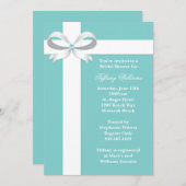 Invitation bleue élégante de Fête de la mariée (Devant / Derrière)