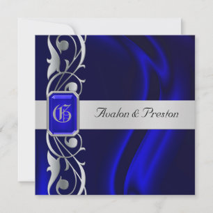 Invitation bleue en soie bleue de bijou de marquis