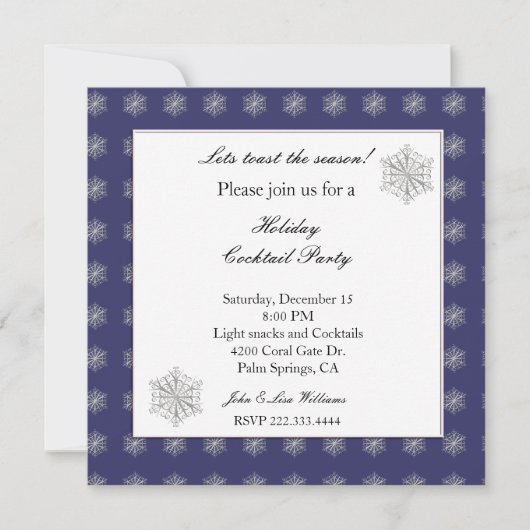 Invitation bleue et argentée élégante d'hiver (Devant)