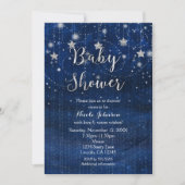 Invitation Bleue et Argentée pour Baby Shower Nuit (Devant)