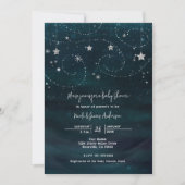 Invitation Bleue et Argentée pour Baby Shower Nuit (Devant)