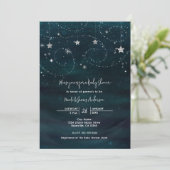 Invitation Bleue et Argentée pour Baby Shower Nuit (Debout devant)