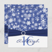 Invitation bleue et blanche d'anniversaire de (Devant / Derrière)