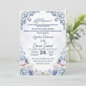 Invitation Bleue et Blanche de Nikkah à Fleur Blan (Debout devant)