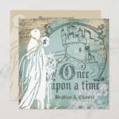 Invitation bleue et d'ivoire il était une fois (Devant / Derrière)