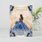 Invitation Bleue et Dorée pour Quinceanera (Debout devant)