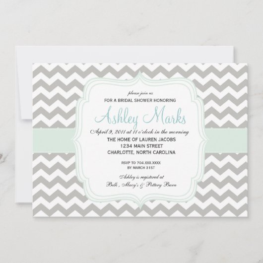 Invitation bleue et grise de Lite de Chevron (Devant)