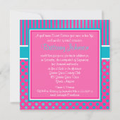Invitation bleue et rose d'anniversaire de point (Dos)