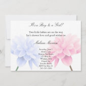 Invitation bleue et rose florale de douche de (Devant)