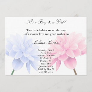 Invitation bleue et rose florale de douche de