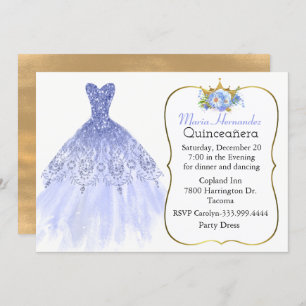 Invitation bleue étincelante de Quinceañera de